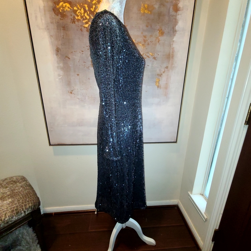 Ann Taylor Blue Sequin Embellished Midi Dress - Picture 6 of 10